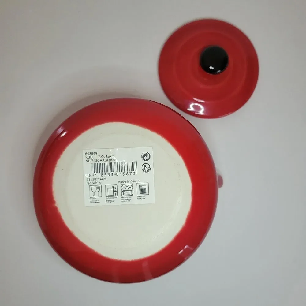 Mrs Claus Secret Recipe Covered Pot Red and White